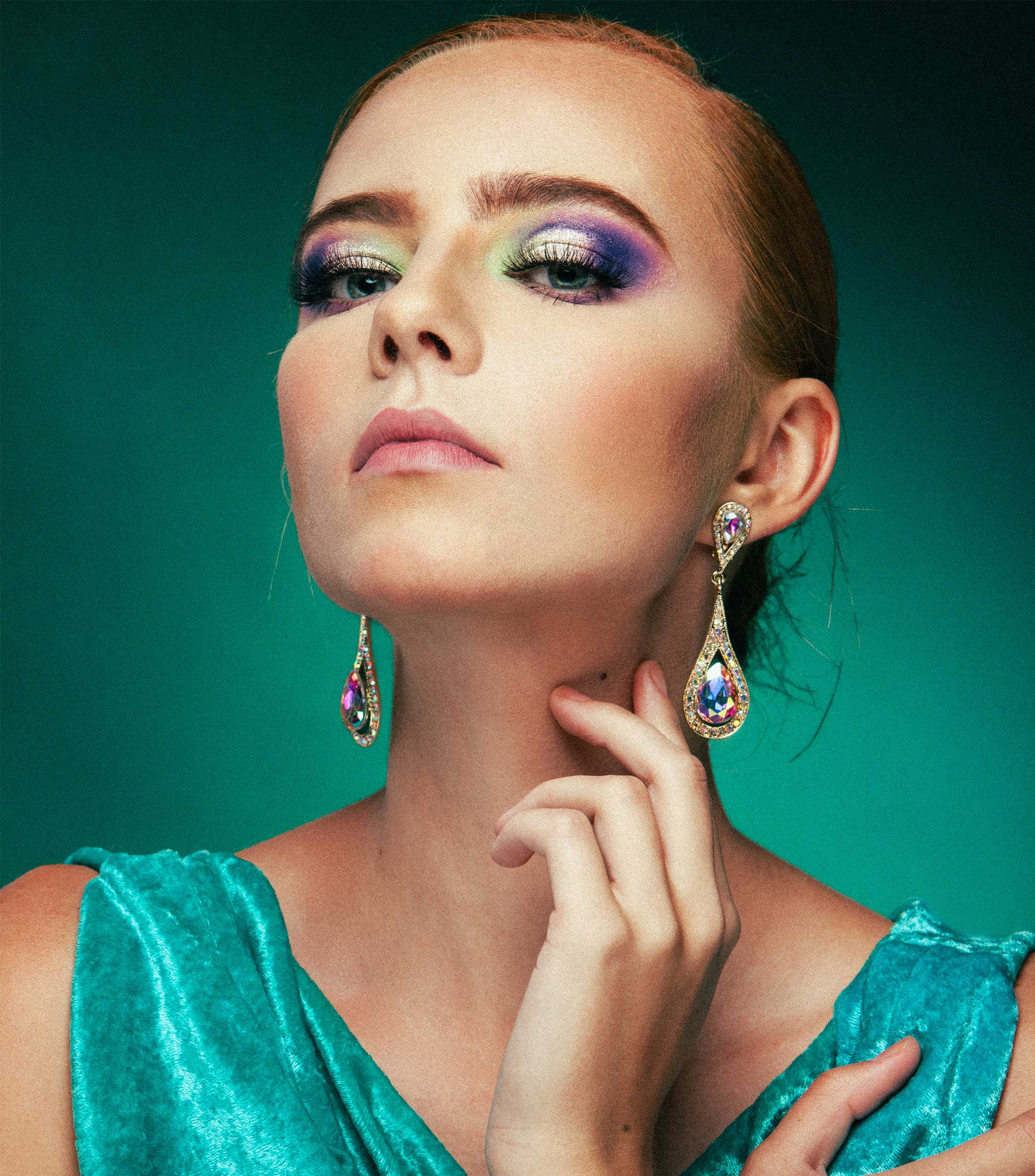 High-fashion studio beauty retouching example – Alta Bellezza Editoriale direction by ANGOMAN Editorial Studio